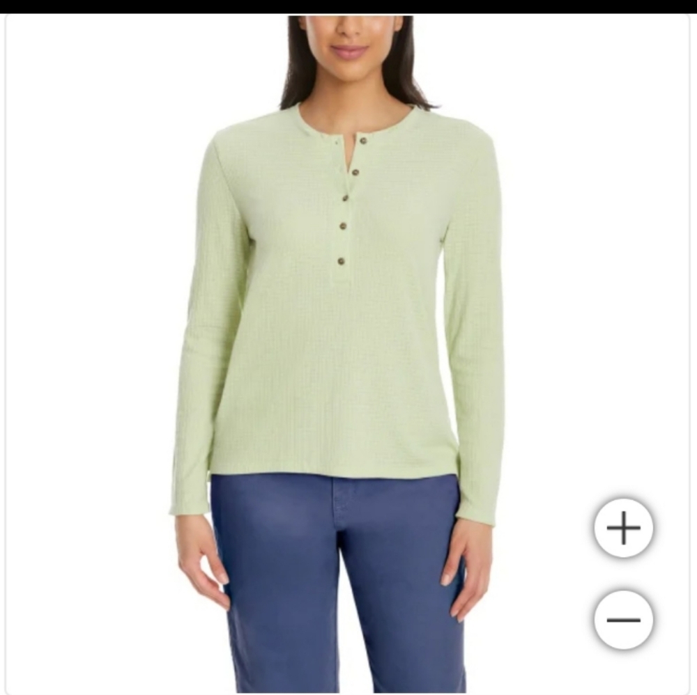 G.H.bass&Co Ladies Henley Long Sleeve Tops
